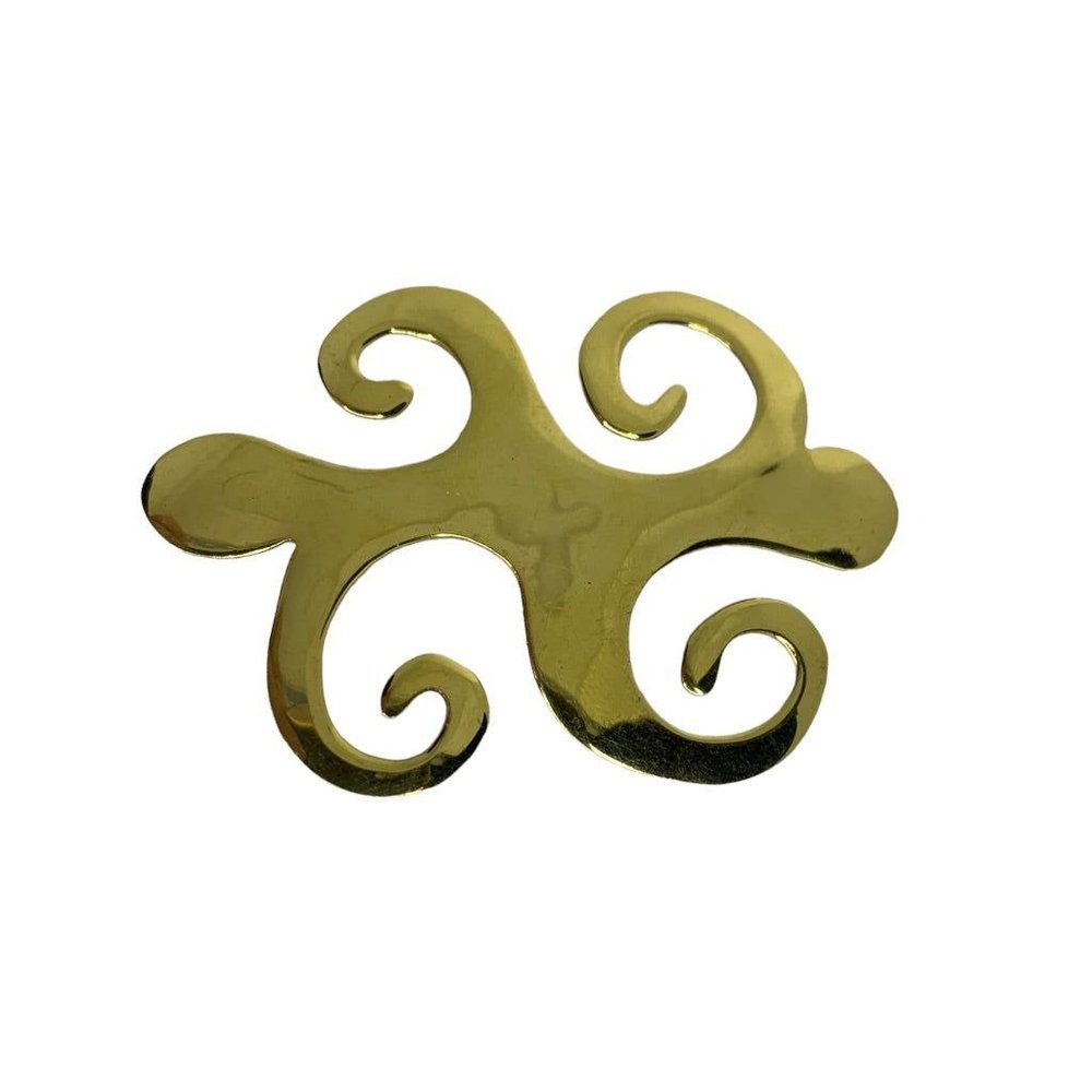 Vintage Signed 1996‎ "S.H." Swirl Brooch Goldtone Statement 2.5" l x 2"h